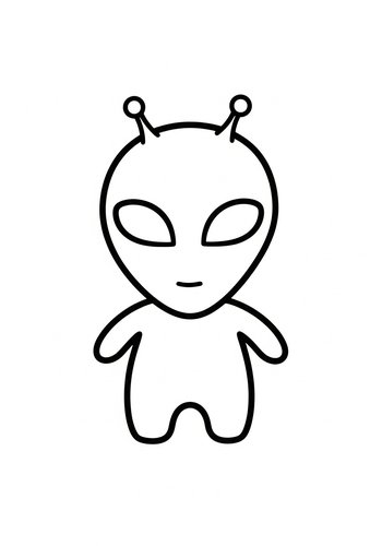 Cute Alien Coloring Page For Kids