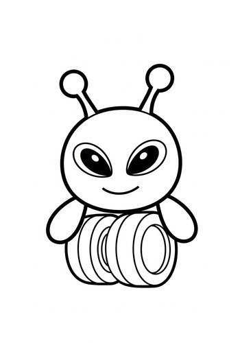 Cute Alien Coloring Page For Kids