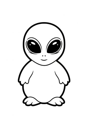 Cute Alien Coloring Page For Kids