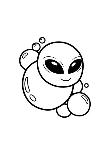 Cute Alien Coloring Page: Space Adventures