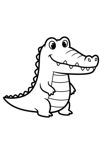 Cute Alligator Coloring Page For Kids