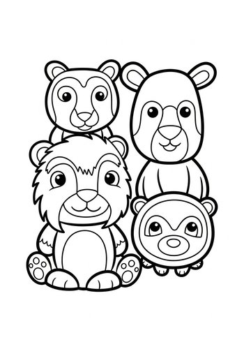 Coloring Page: Cute Animal Friends Coloring Page