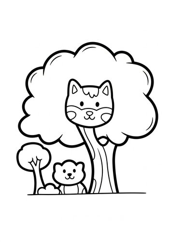 Cute Animals In The Forest Coloring Page