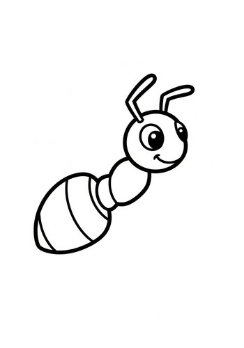 Cute Ant Coloring Page For Kids