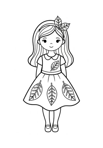 Cute Autumn Girl Coloring Page