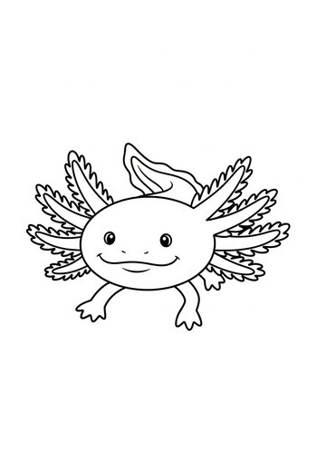 Cute Axolotl Coloring Page Fun