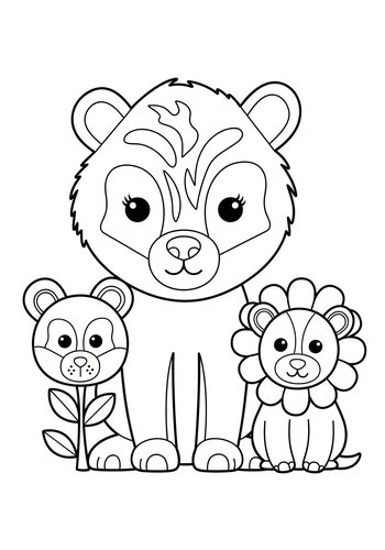Cute Baby Animals Coloring Page