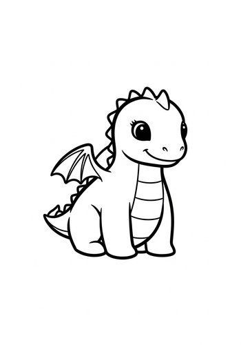 Cute Baby Dragon Coloring Page For Kids