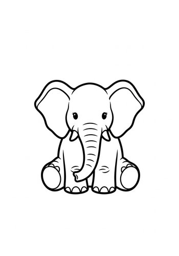 Cute Baby Elephant Coloring Page