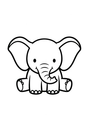 Cute Baby Elephant Coloring Page For Kids