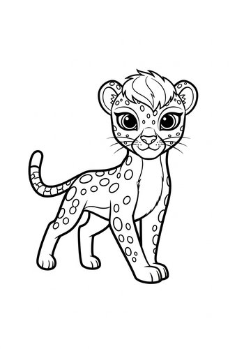 Cute Baby Leopard Coloring Page