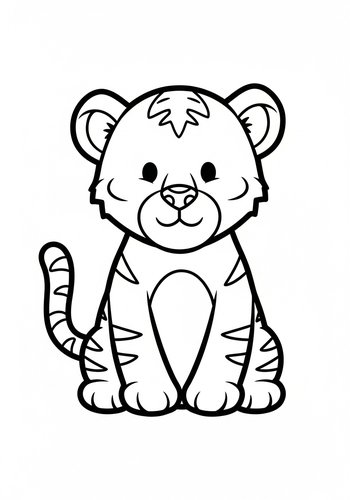 Cute Baby Tiger Coloring Page For Kids