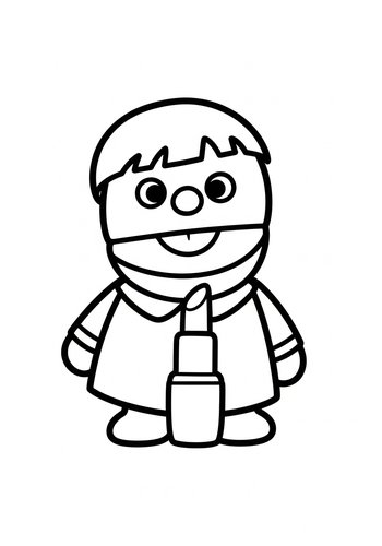 Cute Baby With Lipstick Coloring Page