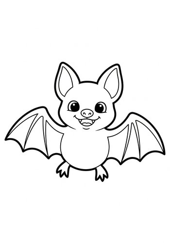 Cute Bat Coloring Page For Kids