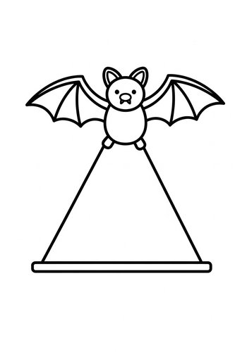 Cute Bat On A Trapeze Coloring Page