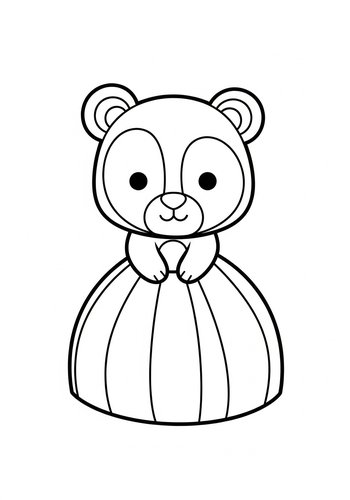 Cute Bear In Dress Coloring Page