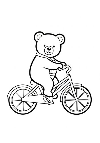 Cute Bear On A Bike Coloring Page