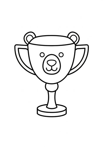 Cute Bear Trophy Coloring Page
