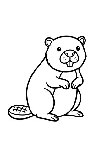 Cute Beaver Coloring Page For Kids