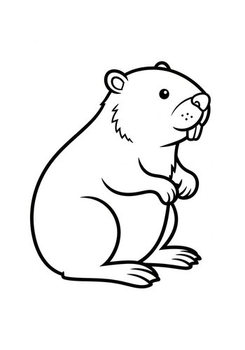 Cute Beaver Coloring Page For Kids