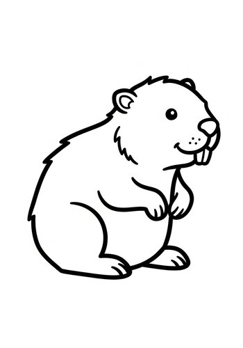 Cute Beaver Coloring Page For Kids