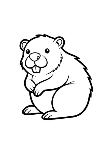 Cute Beaver Coloring Page For Kids