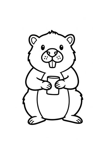 Cute Beaver With Log Coloring Page