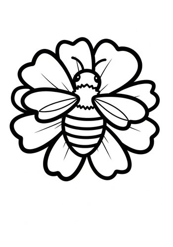 Cute Bee And Flower Coloring Page