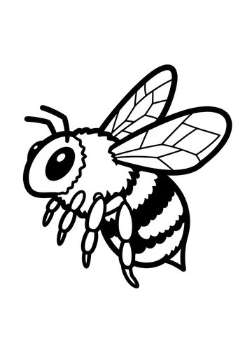 Cute Bee Coloring Page For Kids