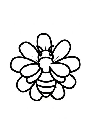 Cute Bee In Flower Coloring Page For Kids