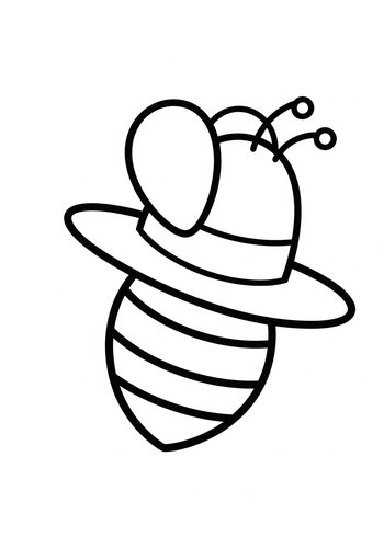 Cute Bee With Hat Coloring Page For Kids