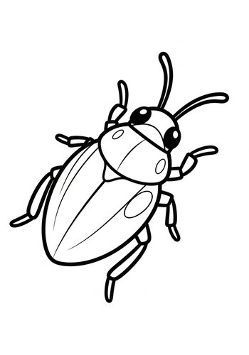 Cute Beetle Coloring Page For Kids