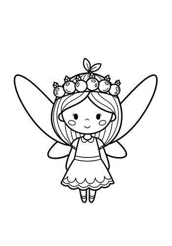 Cute Berry Fairy Coloring Page
