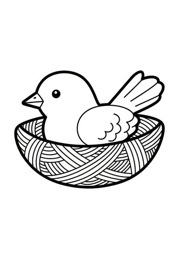 Coloring Page: Cute Bird Nest Coloring Page