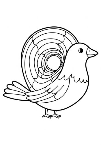 Coloring Page: Cute Bird With Patterned Feathers Coloring Page