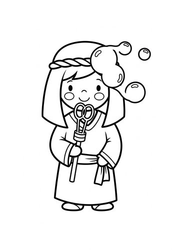 Cute Bubble Blower Coloring Page