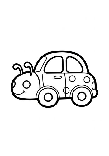 Cute Bug Car Coloring Page For Kids
