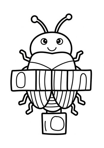 Cute Bug With Ukulele Coloring Page