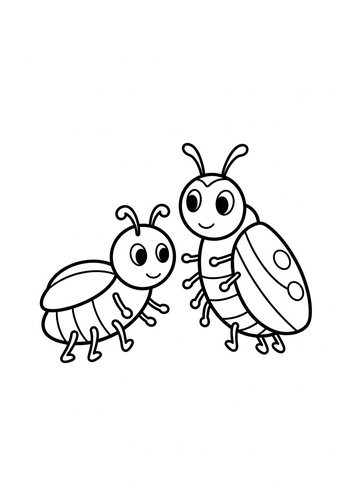 Cute Bugs Coloring Page: Cartoon Ladybugs