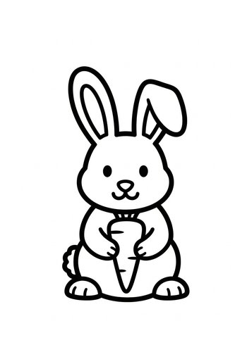 Cute Bunny And Carrot Coloring Page