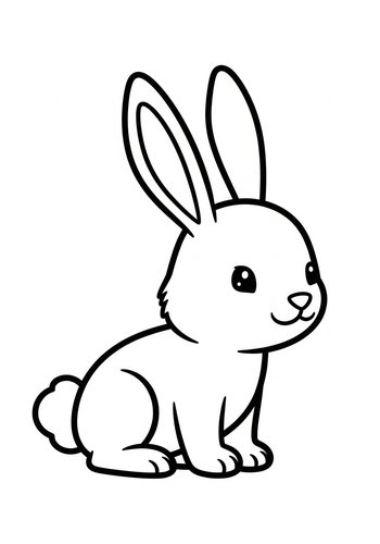 Cute Bunny Coloring Page For Kids