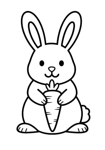 Cute Bunny Coloring Page With Carrot