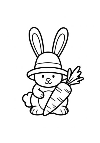 Cute Bunny With Carrot Coloring Page