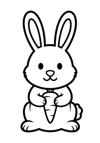 Cute Bunny With Carrot Coloring Page