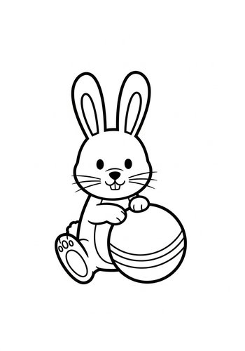 Cute Bunny With Easter Egg Coloring Page