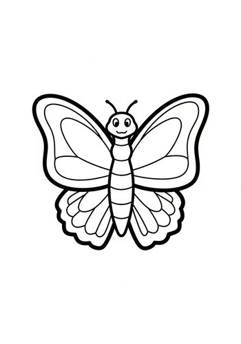 Cute Butterfly Coloring Page For Kids