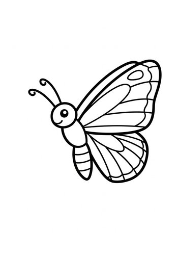 Cute Butterfly Coloring Page For Kids