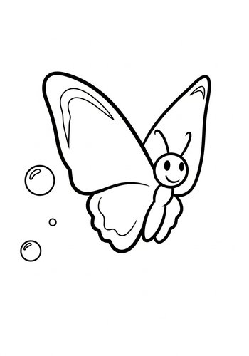 Cute Butterfly Coloring Page With Bubbles