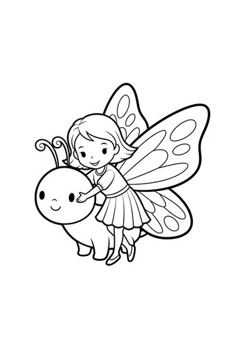 Cute Butterfly Fairy Coloring Page