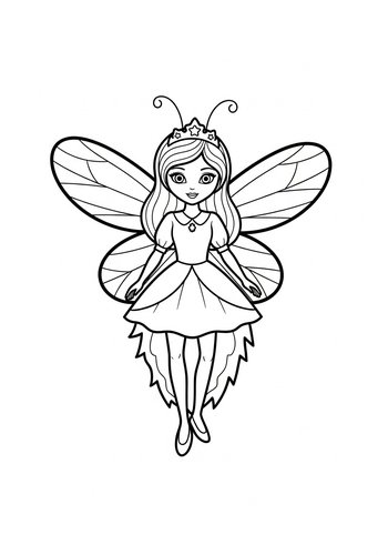 Cute Butterfly Fairy Coloring Page